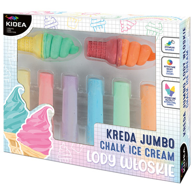 Kreda chodnikowa JUMBO 8 szt KIDEA lody włoskie do rysowania