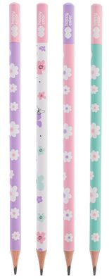 4 x Ołówek trójkątny 2B HAPPY COLOR PEARL FLOWER KWIATKI