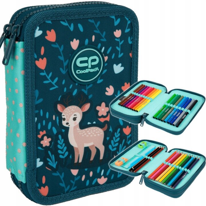 PIÓRNIK DWUKOMOROWY SZKOLNY Z WYPOSAŻENIEM DLA DZIEWCZYNKI DEER COOLPACK CP