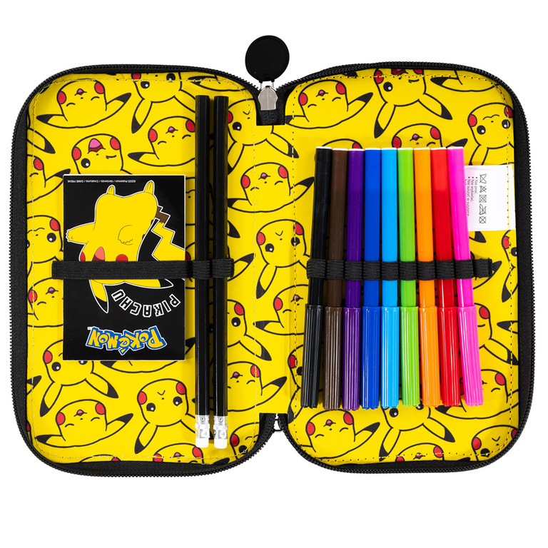 PIÓRNIK szkolny PIKACHU POKEMON podwójny z WYPOSAŻENIEM dwukomorowy chłopca (4)