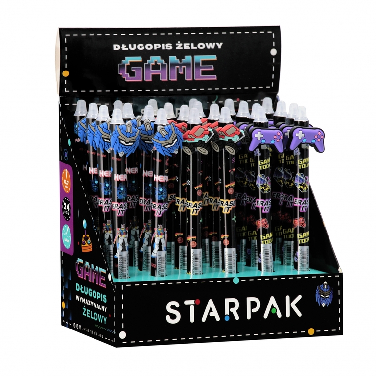 3 x Długopis automatyczny wymazywalny żelowy 0,7 mm GAME Starpak (5)
