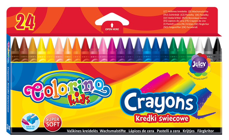 KREDKI WOSKOWE COLORINO 24 kolory świecowe intensywne z papierową owijką (2)
